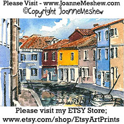 Burano Italy Waterway Travel Art Print Joanne Meshew 250