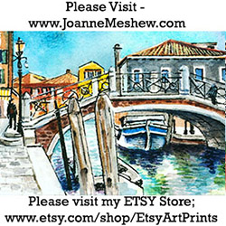 Murano Italy Bridge Travel Art Print Joanne Meshew 250