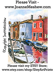 Burano Italy Canal Travel Art Print Joanne Meshew 225