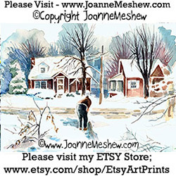 Painting Snow Shoveling Art Joanne Meshew 250